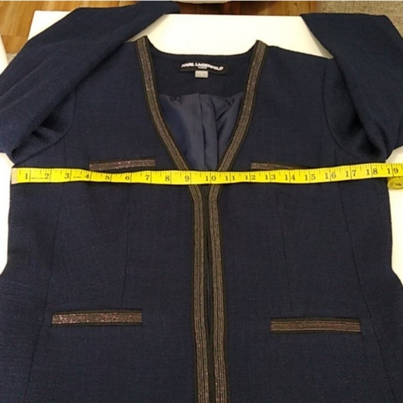 Karl Lagerfeld beautiful navy blue tweed dress - Picture 16 of 16